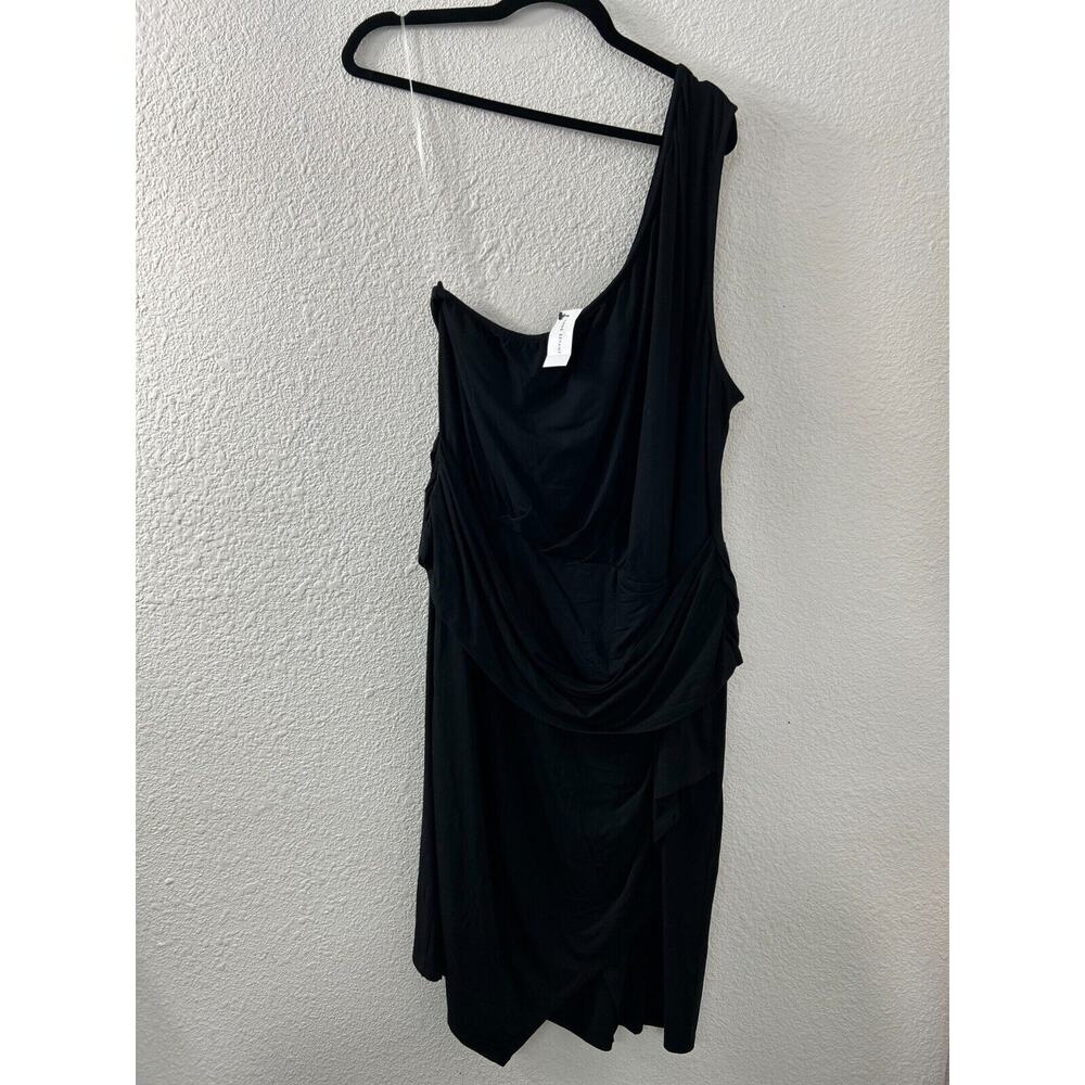 LANE BRYANT Women's 26 28 Black One Shoulder Shift Dress Knee Length Lined